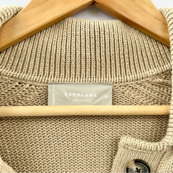 EVERLANE | COTTON CHORE SWEATER JACKET IN TRENCH COAT KHAKI MEDIUM - Picture 8 of 11